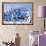 Full Drill - 5D DIY Diamond Painting Kits Snowy Cottage In Winter - NEEDLEWORK KITS