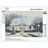 Full Drill - 5D DIY Diamond Painting Kits Snowy Cottage In