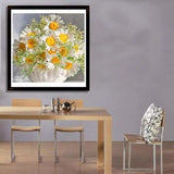 New Hot Sale Cherap Decor White Yellow Flower Full Drill -