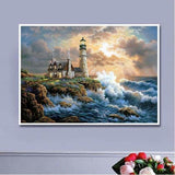 Oil Painting Style Lighthouse Diy Full Drill - 5D Mosaic
