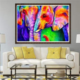 Full Drill - 5D DIY Diamond Painting Kits Watercolor Loving Elephants - NEEDLEWORK KITS