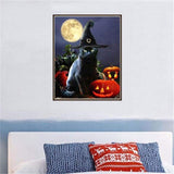 2019 New Hot Sale Halloween Cat 5d Diy Rhinestone Stitch Kits VM4086 - NEEDLEWORK KITS