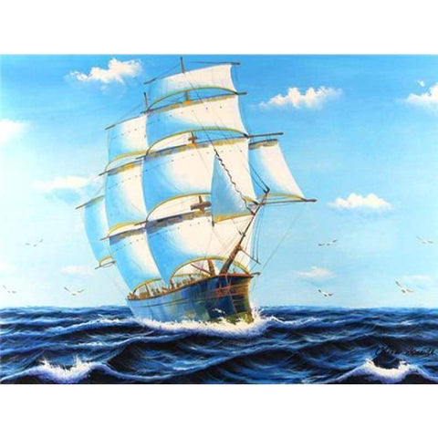 Dream Popular Vintage Sailing Boat Full Drill - 5D Diy Diamond Painting Kits VM1074 - NEEDLEWORK KITS