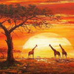 Giraffe Under Sunset Full Drill - 5D Diy Diamond Painting Kits  Mosaic - NEEDLEWORK KITS