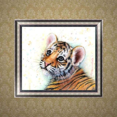 New Cute Animal Tiger Full Drill - 5D  Diy Painting By Crystal Kits QB5096 - NEEDLEWORK KITS