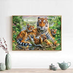 2019 New Hot Sale Tigers Family 5D Diy Diamond Mosaic Cross Stitch Kits VM7557 - NEEDLEWORK KITS