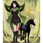 Black Angel with Black Unicorn  Full Drill Diamond Painting - - NEEDLEWORK KITS