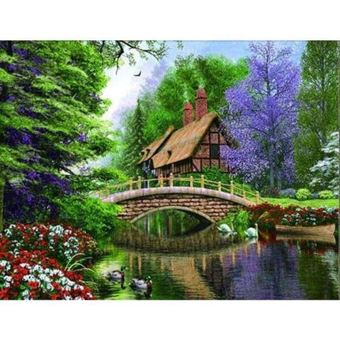 Bridge Over Peaceful Waters- Full Drill Diamond Painting - NEEDLEWORK KITS