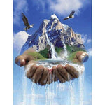 Full Drill - 5D DIY Diamond Painting Kits Dream Mountain Waterfall in Hands - NEEDLEWORK KITS