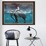 Full Drill - 5D DIY Diamond Painting Kits Fantasy Beauty and Elephant in the Sea - NEEDLEWORK KITS