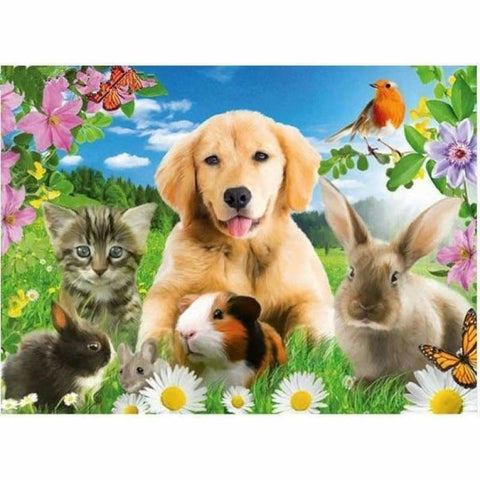 Full Drill - 5D Diamond Painting Kits Cute Dog Cat Rabbits -