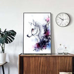 Full Drill - 5D Diamond Painting Kits Watercolor White Wolf 