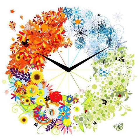 Full Drill - 5D DIY Diamond Painting Cartoon Flower Clock 