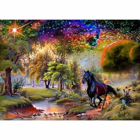 Full Drill - 5D DIY Diamond Painting Kits Black Horse in the