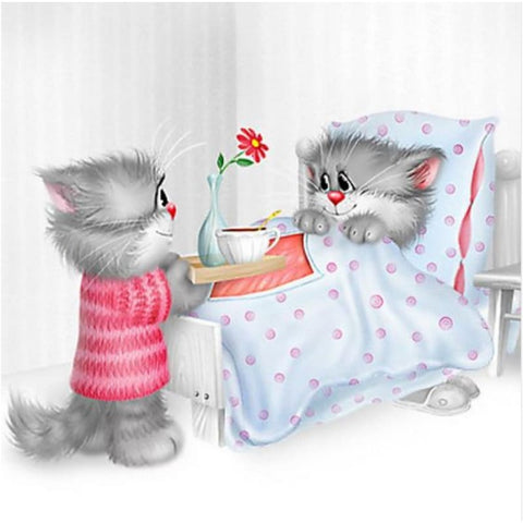 Full Drill - 5D DIY Diamond Painting Kits Cartoon Warm Cats 