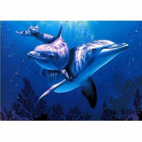 Full Drill - 5D DIY Diamond Painting Kits Cute Dolphins in 