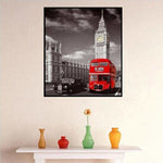 Full Drill - 5D DIY Diamond Painting Kits Grey Sky Red Bus -