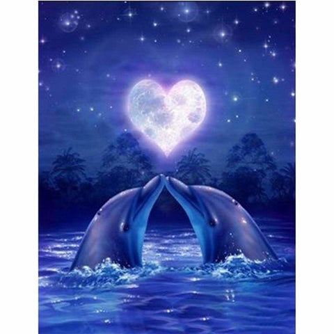 Full Drill - 5D DIY Diamond Painting Kits Love Dolphins 