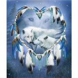 Full Drill - 5D DIY Diamond Painting Kits Loving White Wolf 