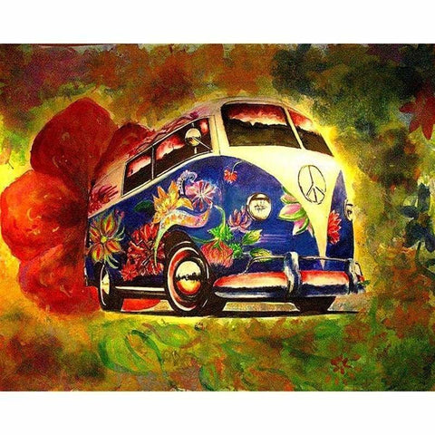 Full Drill - 5D DIY Diamond Painting Kits Seaside Bus 
