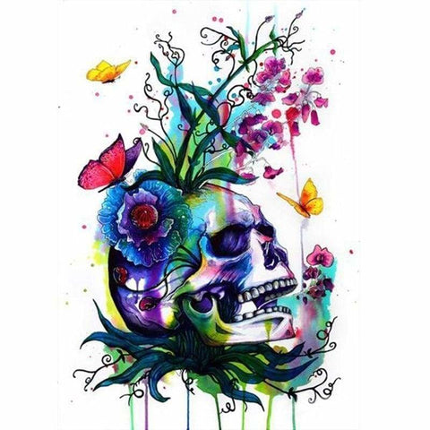 Full Drill - 5D DIY Diamond Painting Kits Skull Flower 