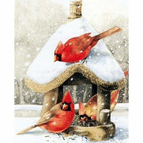 Full Drill - 5D DIY Diamond Painting Kits Winter Snow Bird 