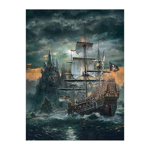 Full Drill - 5D DIY Diamond Painting Kits Dream Castle Ship in the Sea - NEEDLEWORK KITS