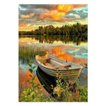 Full Drill - 5D DIY Diamond Painting Kits Autumn Boat Sunset - NEEDLEWORK KITS