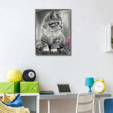 Hot Sale Black White Cat d Diy Diamond Painting Kits Cross 