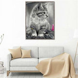 Hot Sale Black White Cat d Diy Diamond Painting Kits Cross 