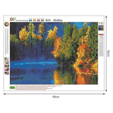 Full Drill - 5D DIY Diamond Painting Kits Charming Autumn Forest Clear Lake - NEEDLEWORK KITS