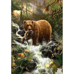 Full Drill - 5D DIY Diamond Painting Kits Cartoon Lovely Bear Catch  A Fish - NEEDLEWORK KITS