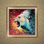 Full Drill - 5D DIY Diamond Painting Kits Watercolor Roaring Lion - NEEDLEWORK KITS