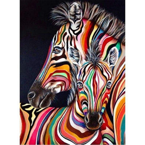 Full Drill - 5D DIY Diamond Painting Kits Beautiful Colored Zebra - NEEDLEWORK KITS