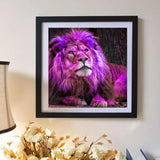 Full Drill - 5D DIY Diamond Painting Kits Special Purple Lion - NEEDLEWORK KITS