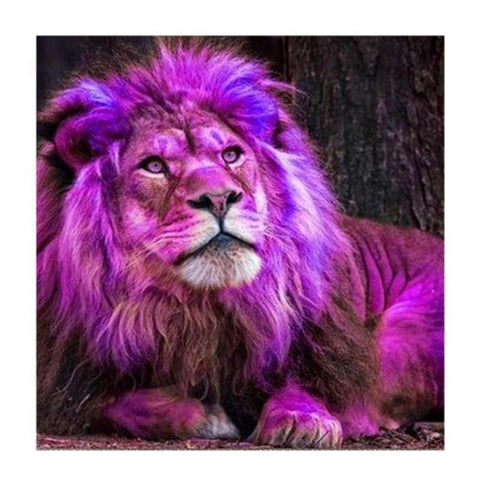 Full Drill - 5D DIY Diamond Painting Kits Special Purple Lion - NEEDLEWORK KITS