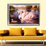 New Diy Swans Swimming Full Drill - 5D Diamond Painting 