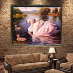 New Diy Swans Swimming Full Drill - 5D Diamond Painting 