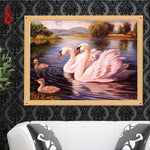 New Diy Swans Swimming Full Drill - 5D Diamond Painting 