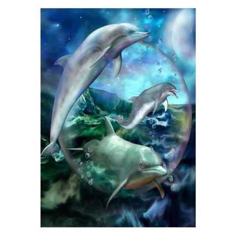 Full Drill - 5D DIY Diamond Painting Kits Fantasy Dream Dolphins - NEEDLEWORK KITS