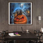 Full Drill - 5D DIY Diamond Painting Kits Halloween Cat and Pumpkin Lamp - NEEDLEWORK KITS