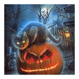 Full Drill - 5D DIY Diamond Painting Kits Halloween Cat and Pumpkin Lamp - NEEDLEWORK KITS