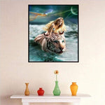 Full Drill - 5D DIY Diamond Painting Kits Beauty And Animal Tiger Swimming in the Sea - NEEDLEWORK KITS