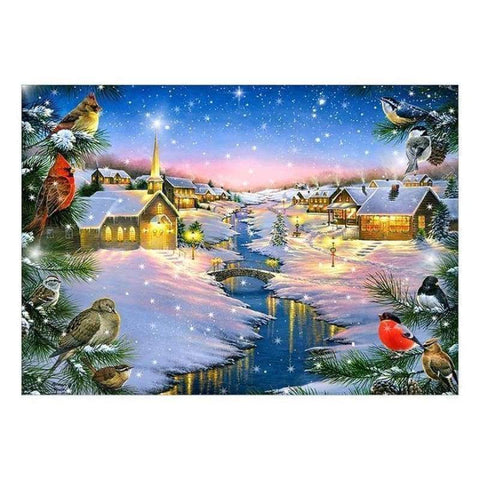 Full Drill - 5D DIY Diamond Painting Kits Winter Landscape Cottage - NEEDLEWORK KITS