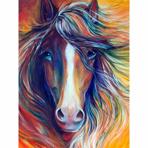 Oil Painting Style Colorful Horse Close Up Full Drill - 5D 