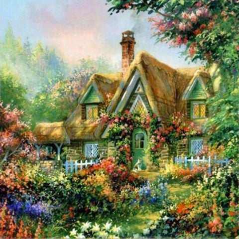 Oil Painting Style Cottage Villa Full Drill - 5D Diy Diamond