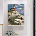 Oil Painting Style Landscape Lighthouse Diy Full Drill - 5D 