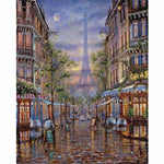 Oil Painting Style Landscape Street Eiffel Tower Full Drill 