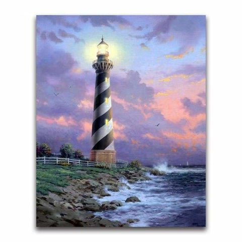 Oil Painting Style Lighthouse Wall Decor Diy Full Drill - 5D