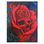 Full Drill - 5D Diamond Painting Kits Abstract Skull Red Roses - NEEDLEWORK KITS